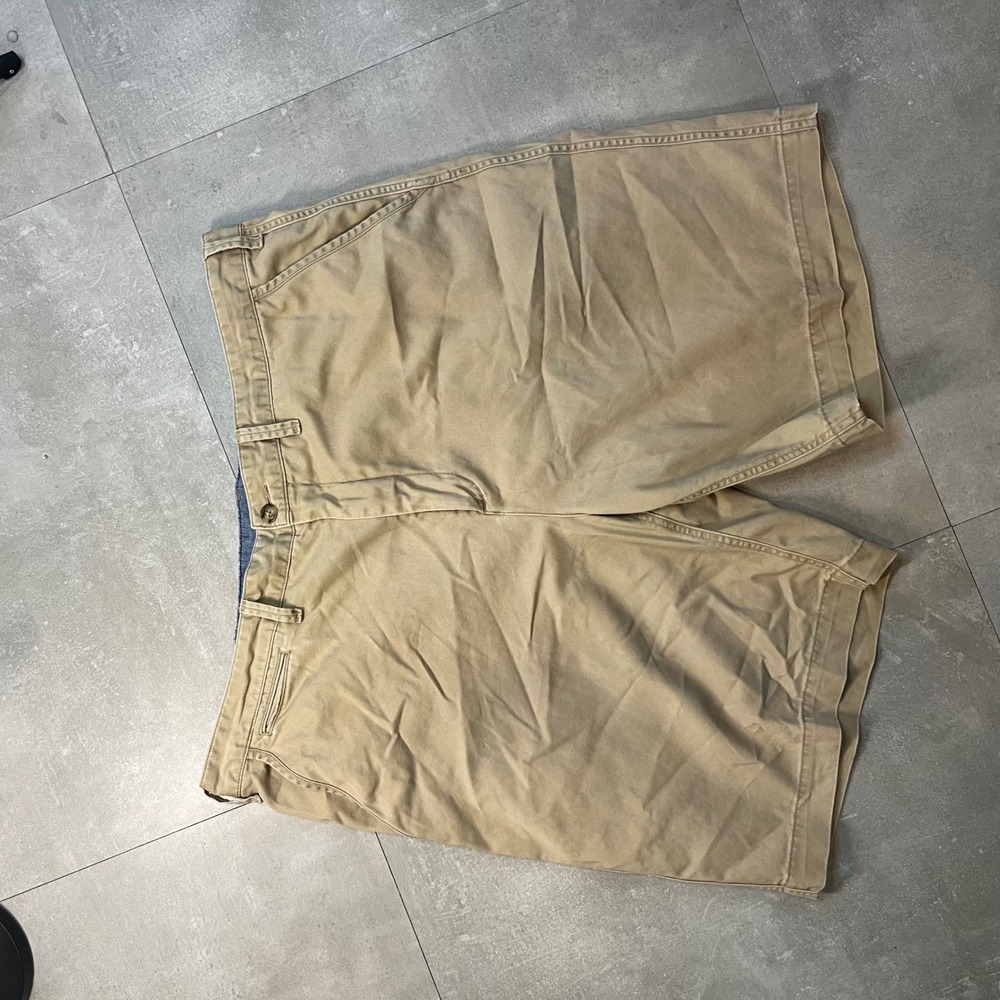 Polo Ralph Lauren Mens Tan Khaki Chino Shorts Size 40 Cotton Twill Flat Front
